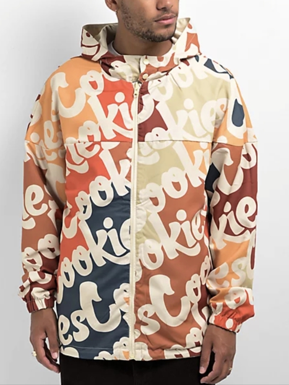 COOKIES ZUMIEZ continental Reversible Logo Windbreaker Jacket Multi Anorak Y2k